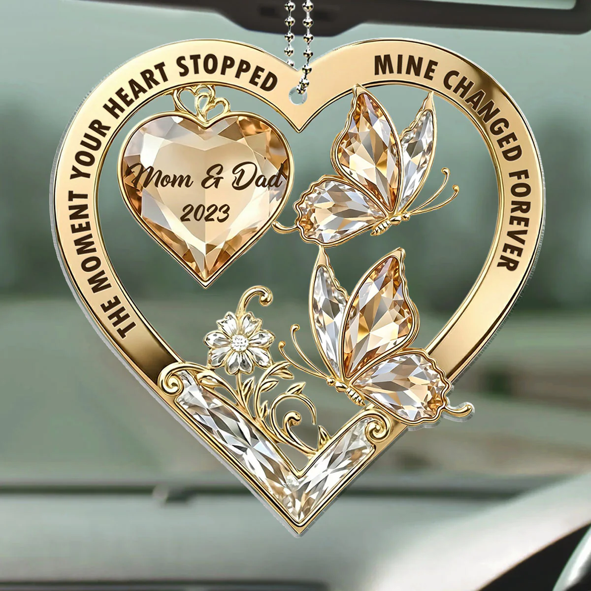 The Moment My Heart Changed Forever - Personalized Custom Car Ornament - Image 3