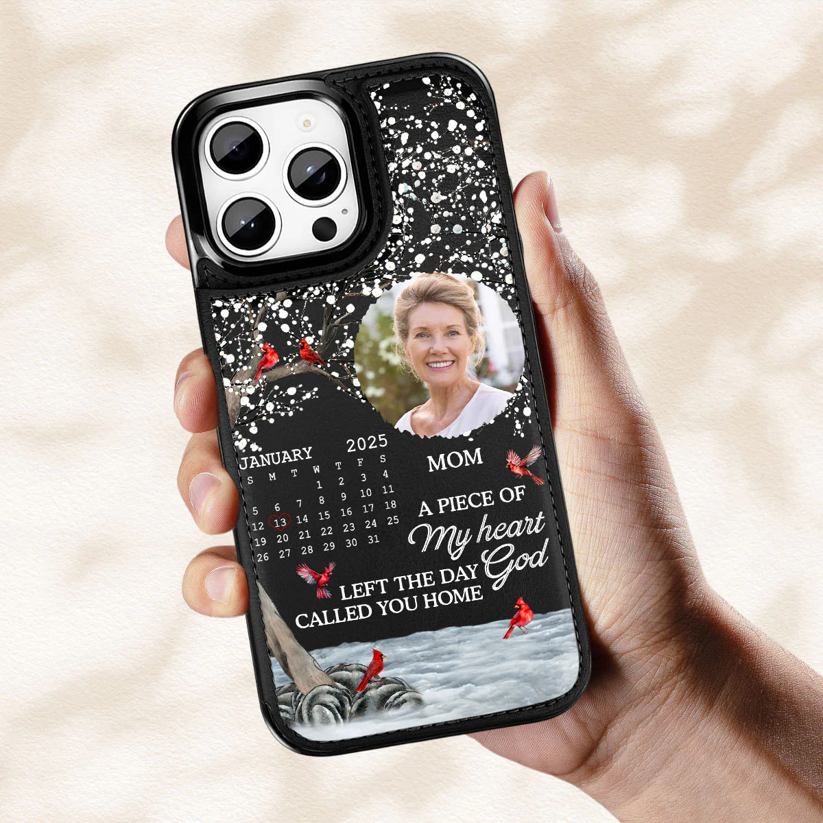 The Moment My Heart Changed Forever - Personalized Custom Leather Phone Case - Image 3