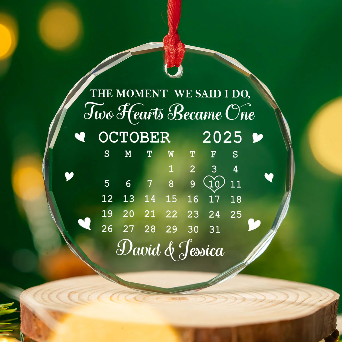 The Moment We Said I Do - Personalized Custom Glass Ornament - Image 2