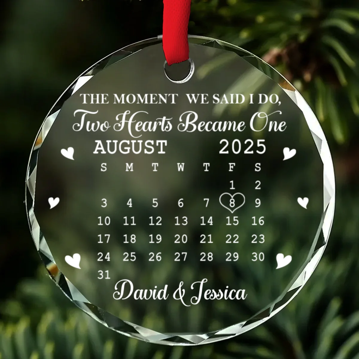 The Moment We Said I Do - Personalized Custom Glass Ornament - Image 6