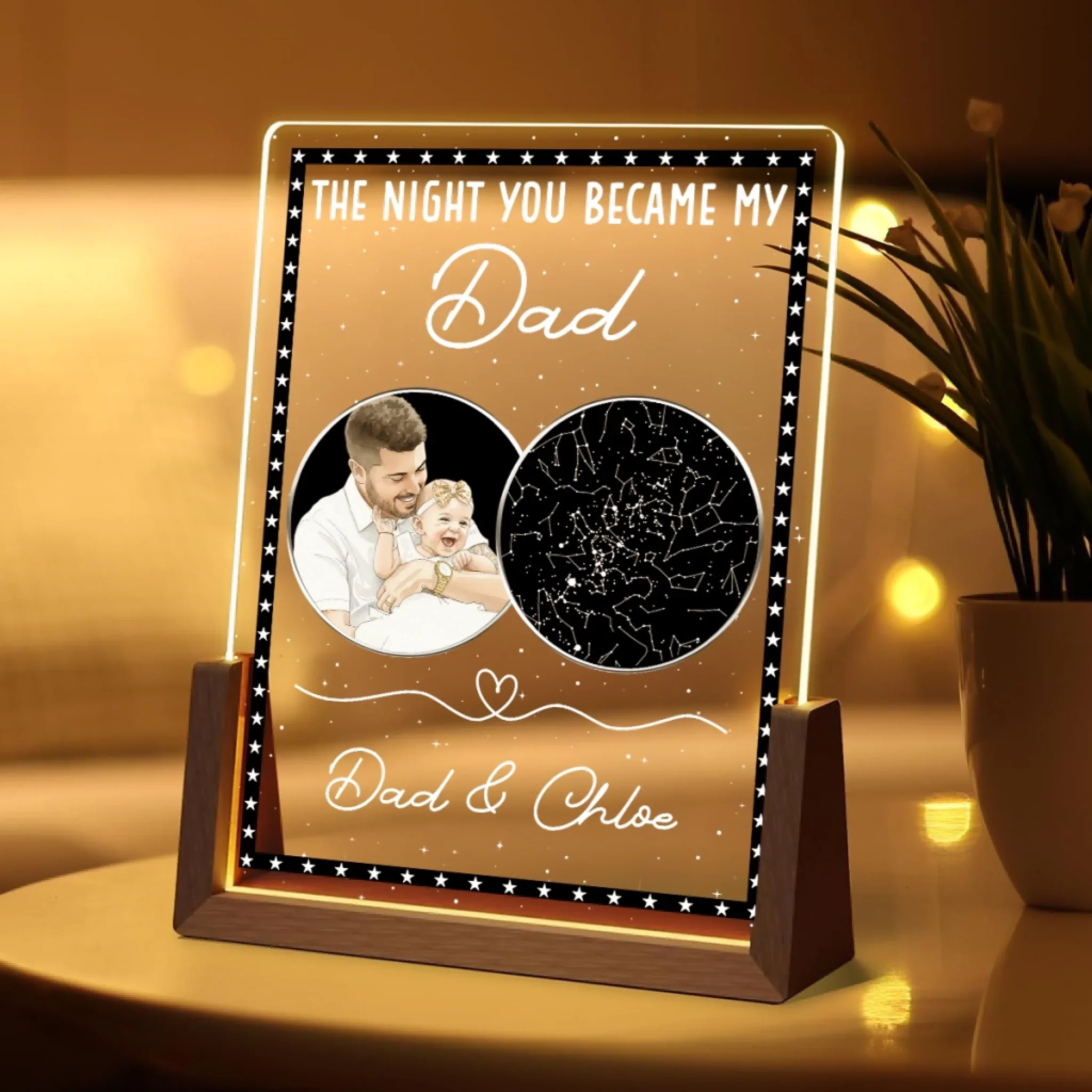 The Moment You Became My Dad - Personalized Custom Plaque With Walnut Base - Image 2