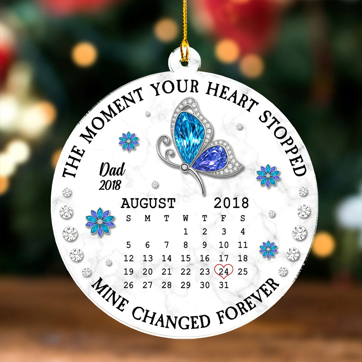 The Moment Your Heart Stopped Memorial - Personalized Custom 3D Effect Acrylic Ornament - Image 3