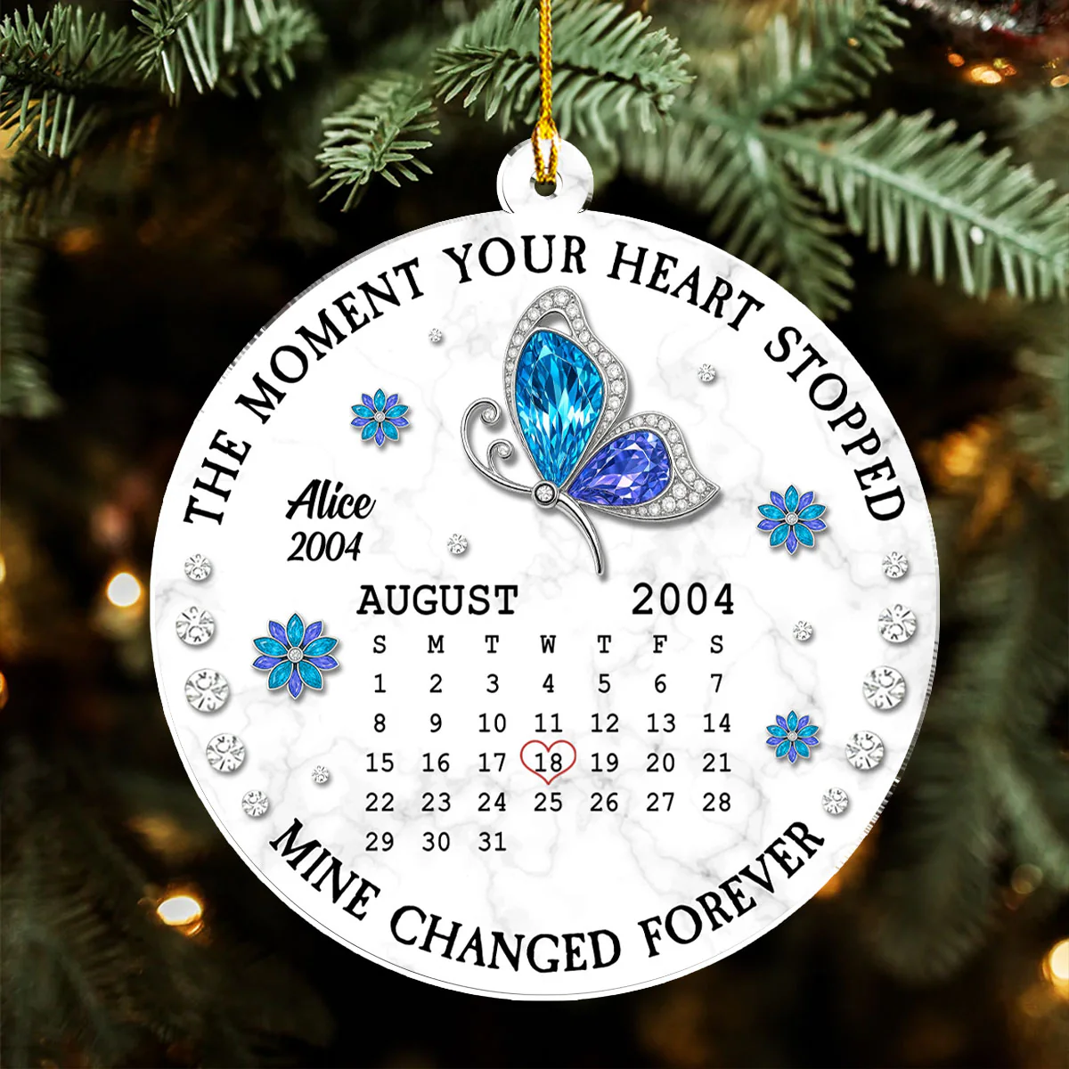 The Moment Your Heart Stopped Memorial - Personalized Custom 3D Effect Acrylic Ornament - Image 4