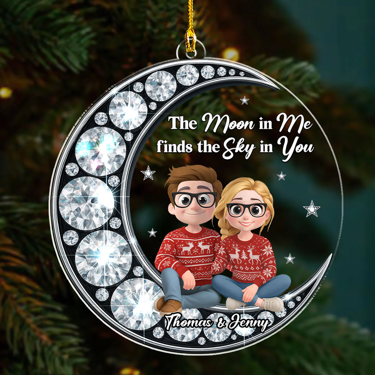 The Moon Found Her Sky - Personalized Custom Acrylic Ornament - Image 4