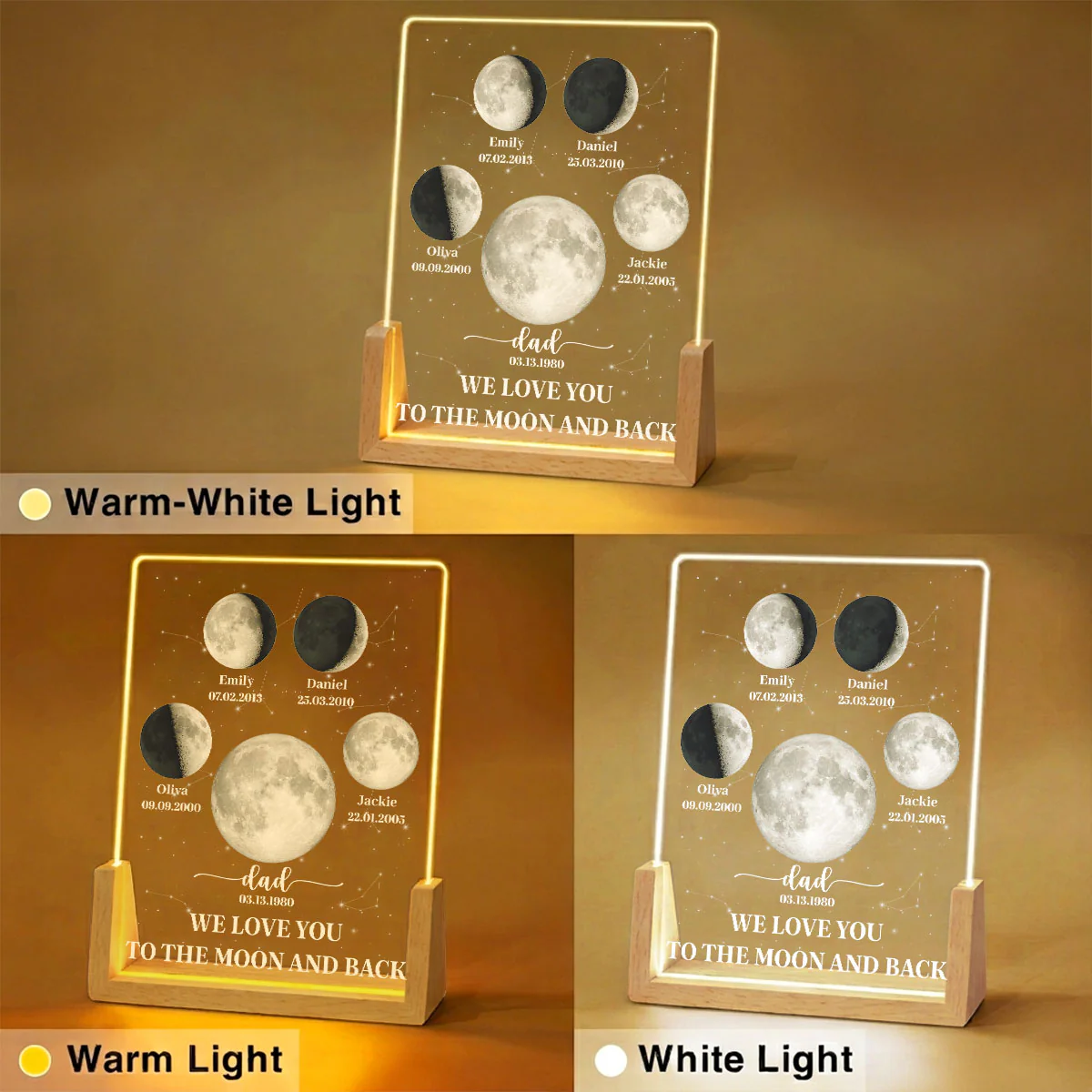 The Moon Phases Of Our Love - Personalized Custom Night Light - Image 2