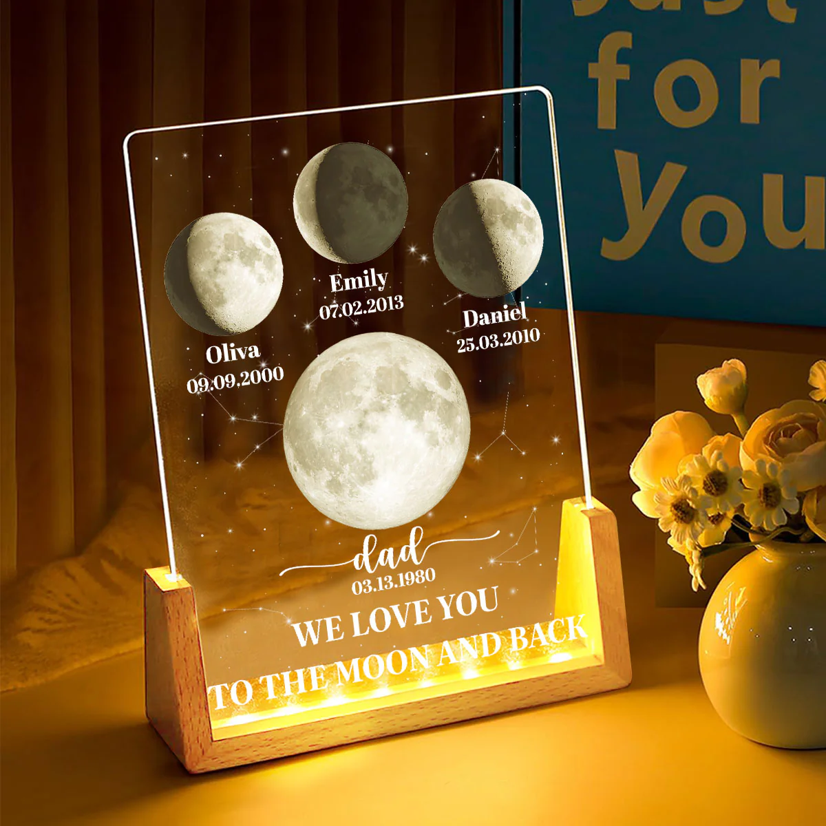 The Moon Phases Of Our Love - Personalized Custom Night Light - Image 4