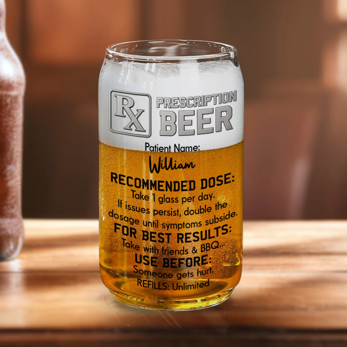 The Only Prescription Dad Needs - Personalized Custom Beer Can Glass - Image 4