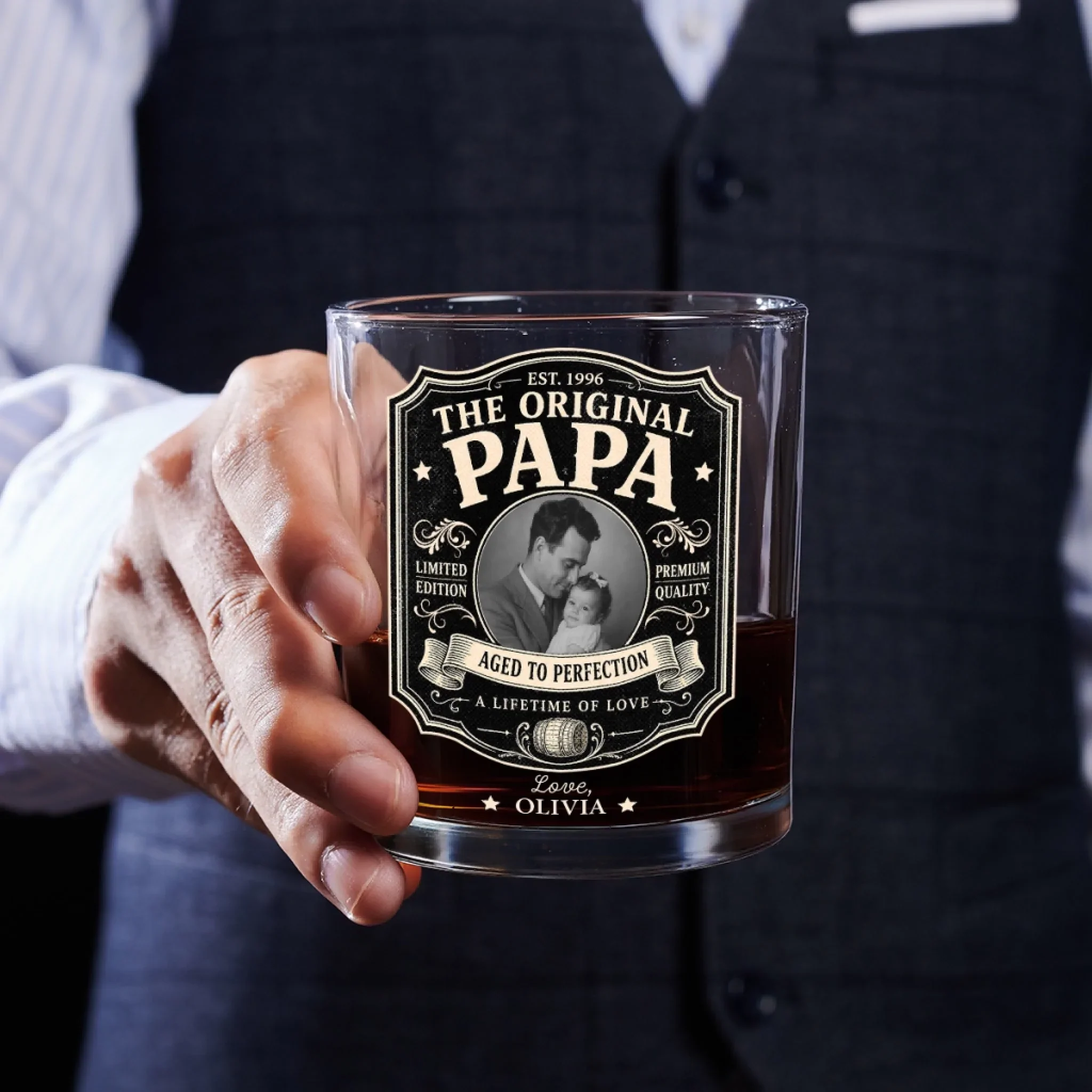 The Original Dad - Personalized Custom Whiskey Glass - Image 3