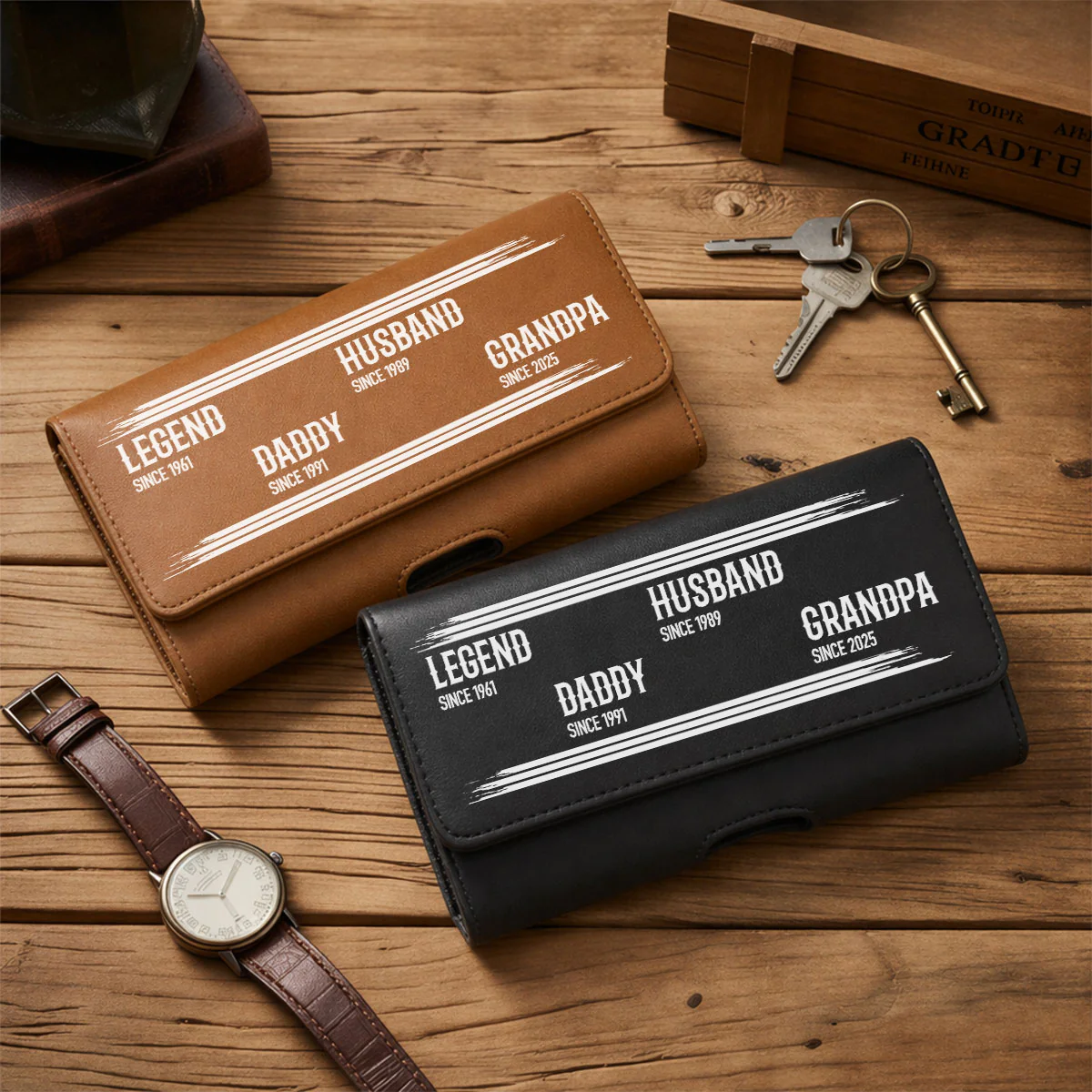 The Original Legend - Personalized Custom Leather Phone And Card Holster - Image 2