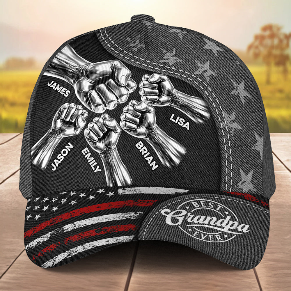 The Power Of Grandpa Dad Comes From Love - Personalized Custom Classic Cap - Image 2