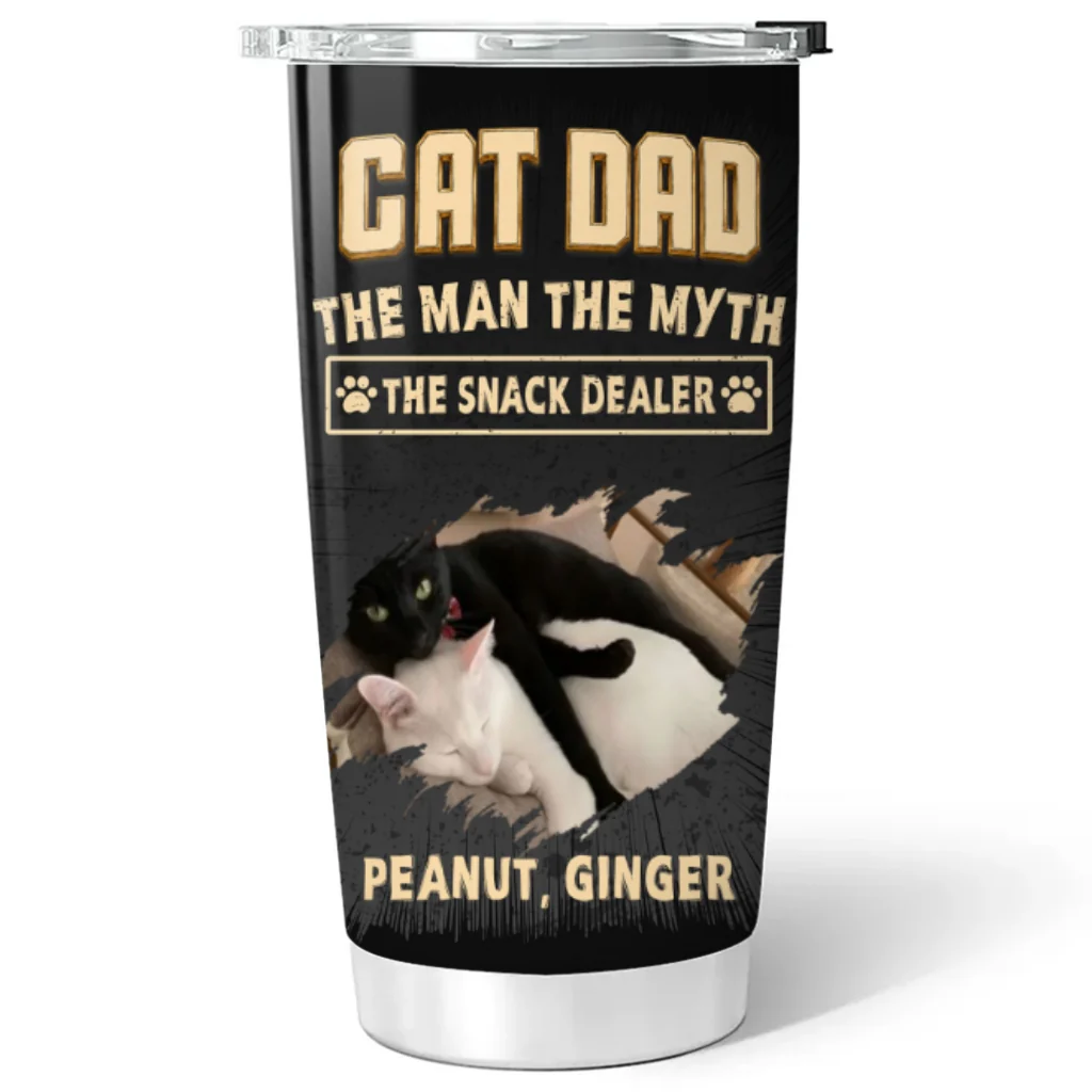 The Snack Dealer Cat Dad Photo - Personalized Custom Tumbler - Image 6