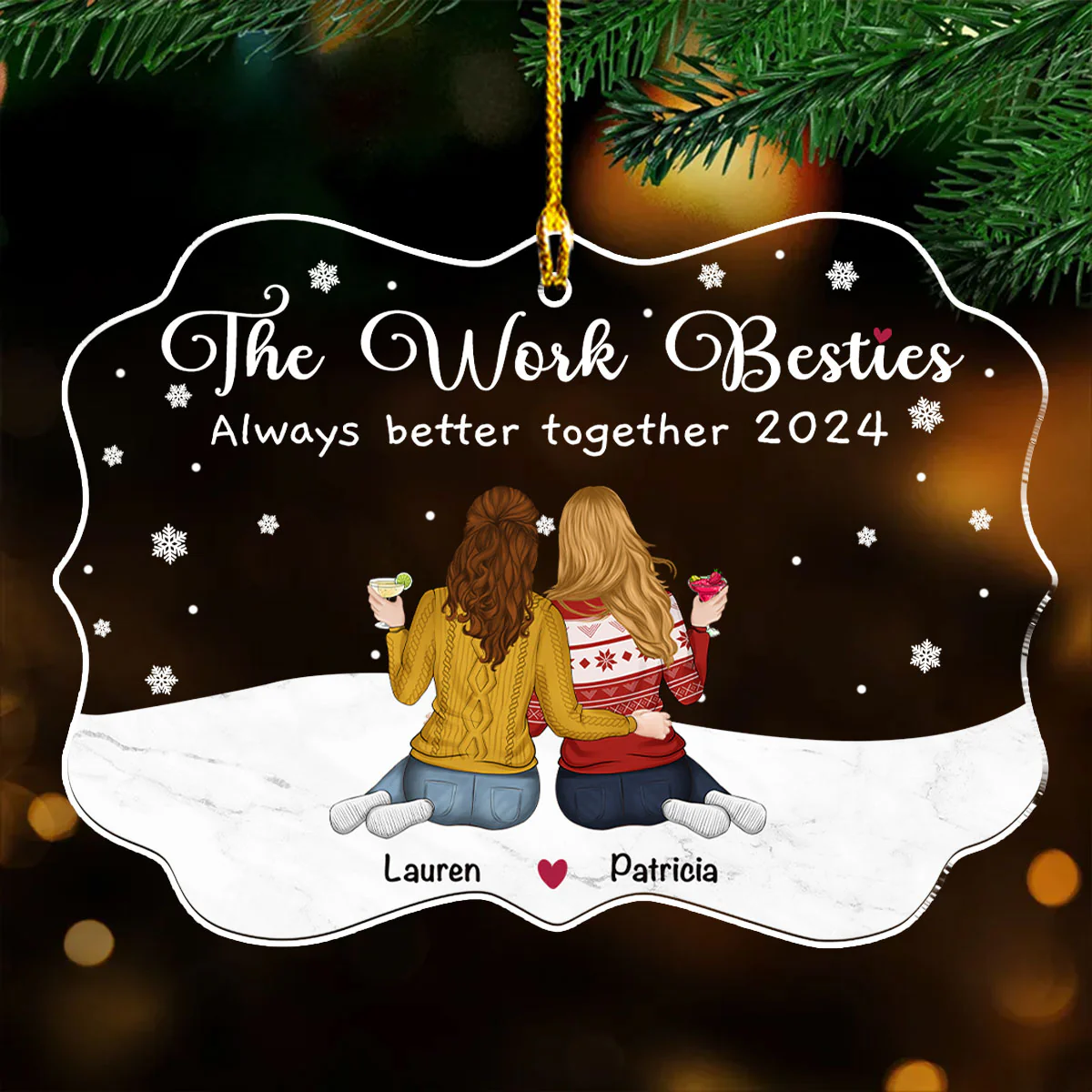 The Work Besties Always Better Together - Personalized Custom Acrylic Ornament - Image 2