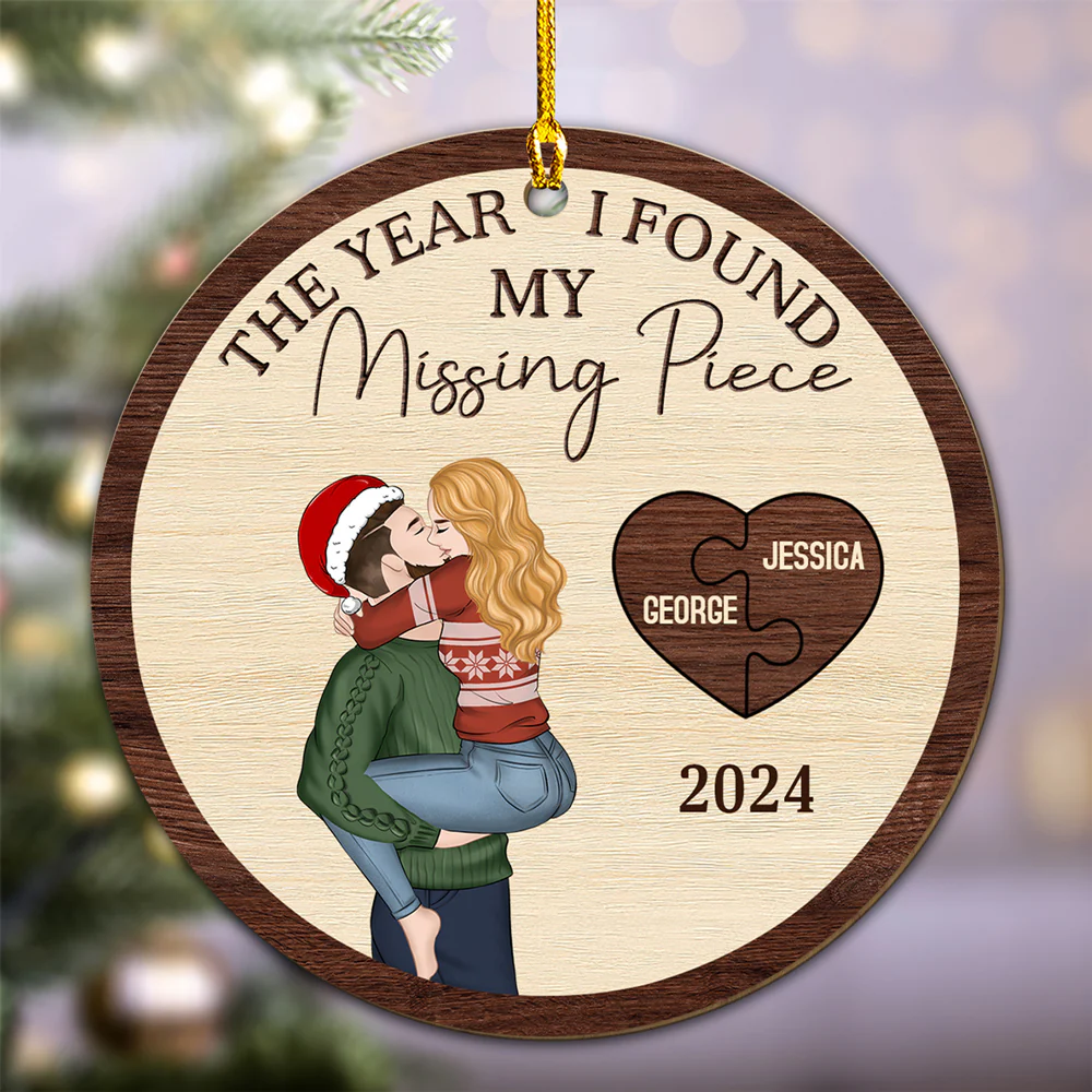 The Year I Found My Perfect Match - Personalized Custom Wood Ornament - Image 3