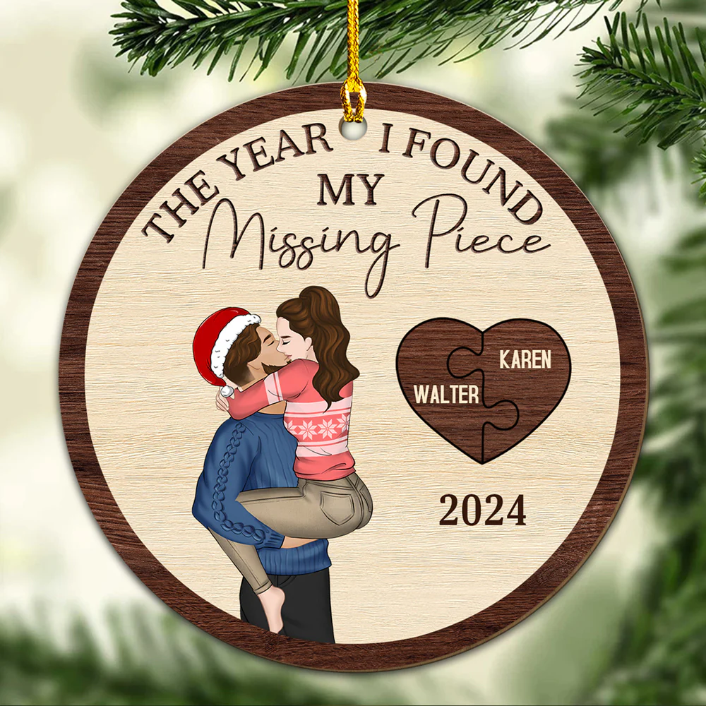 The Year I Found My Perfect Match - Personalized Custom Wood Ornament - Image 5