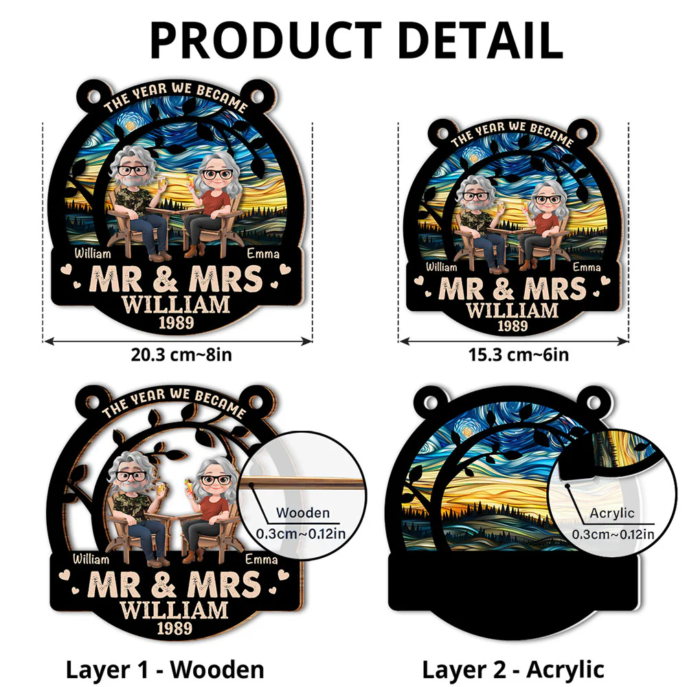 The Year We Became Mr And Mrs - Personalized Custom Suncatcher - Image 4