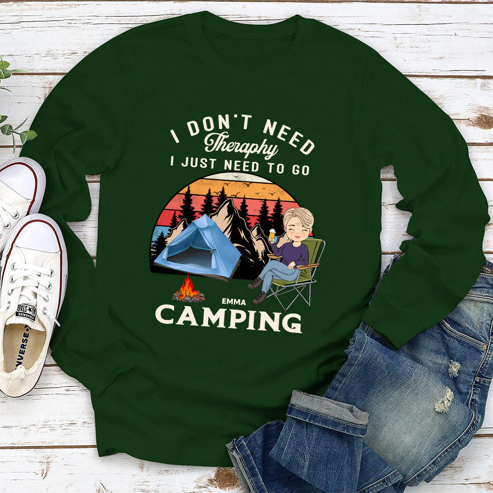 Therapy Camping 2 - Personalized Custom Long Sleeve T-shirt - Image 3