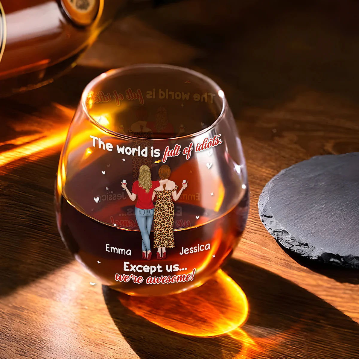 They Try But We Succeed - Personalized Custom Wine Glass - Image 3