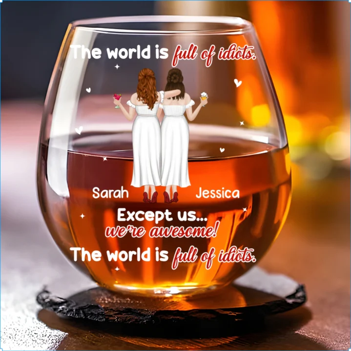 They Try But We Succeed - Personalized Custom Wine Glass - Image 4