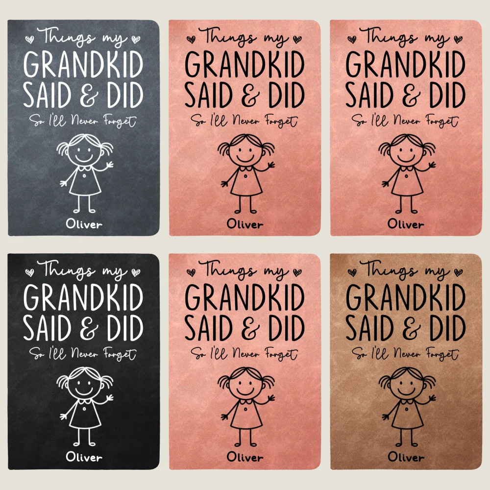 Things My Grandkids Said - Personalized Custom Leather Journal - Image 15