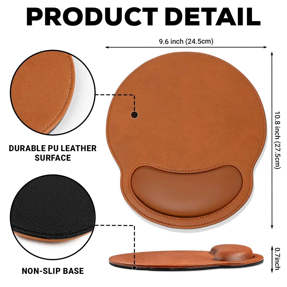 This Awesome Dad Belongs To - Personalized Custom Leather Mouse Pad - Image 8