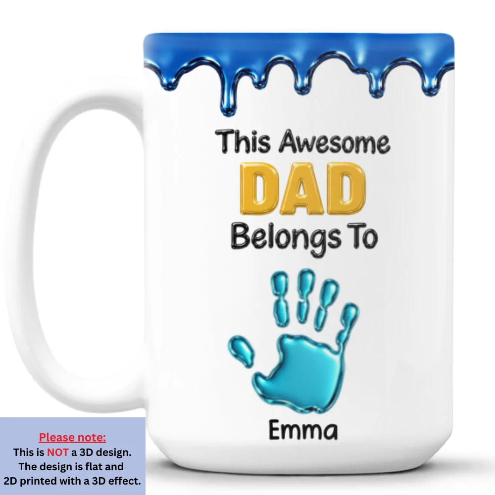 This Awesome Dad Belongs To Us - Personalized Custom 3D Inflated Effect Mug - Image 9