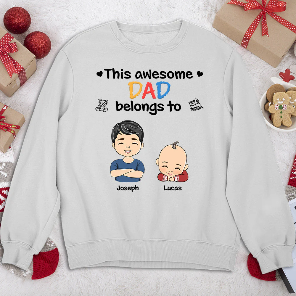 This Awesome Daddy Mommy Belongs To - Personalized Custom Shirt - Image 4