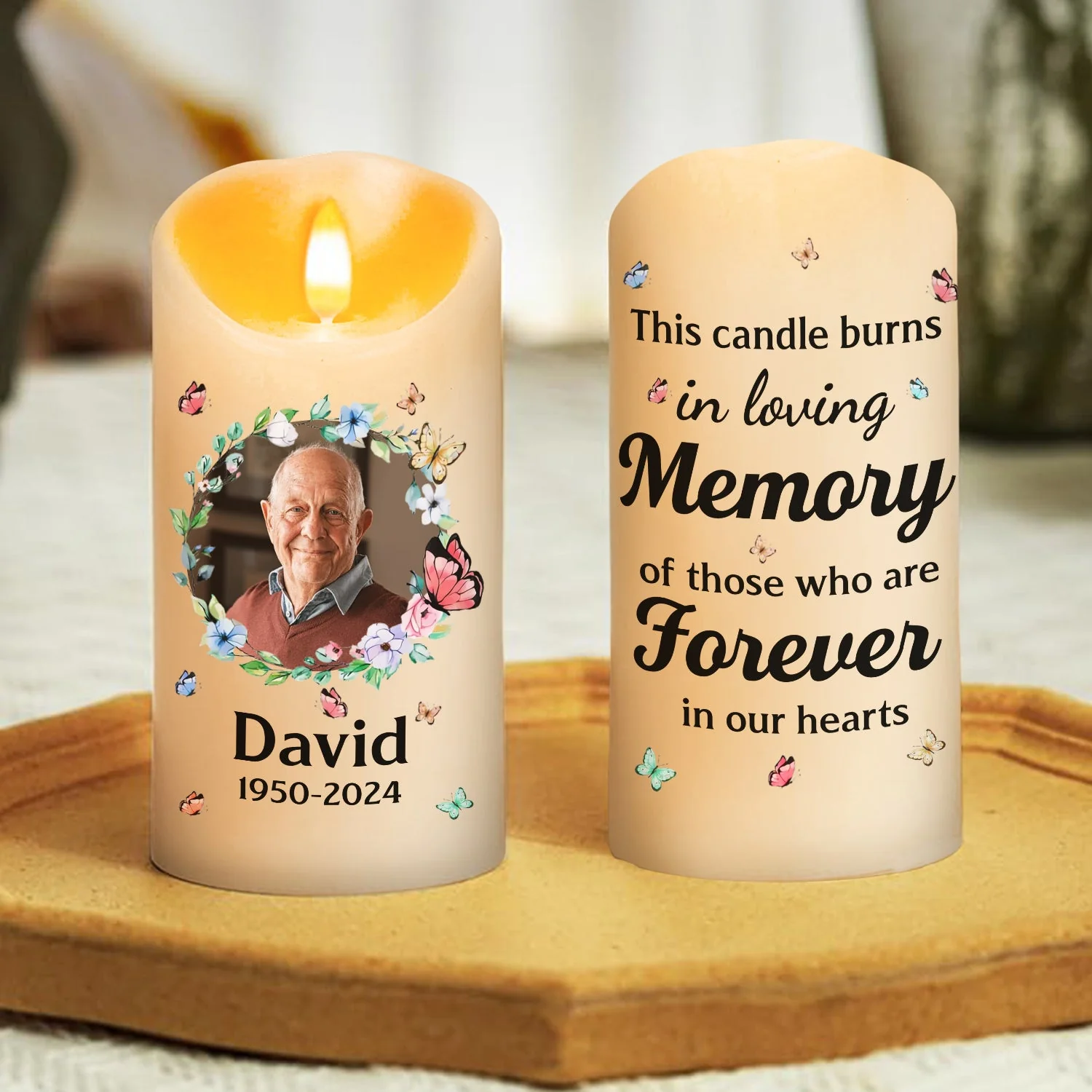 This Candle Burns In Loving Memory - Personalized Custom LED Candle - Image 3