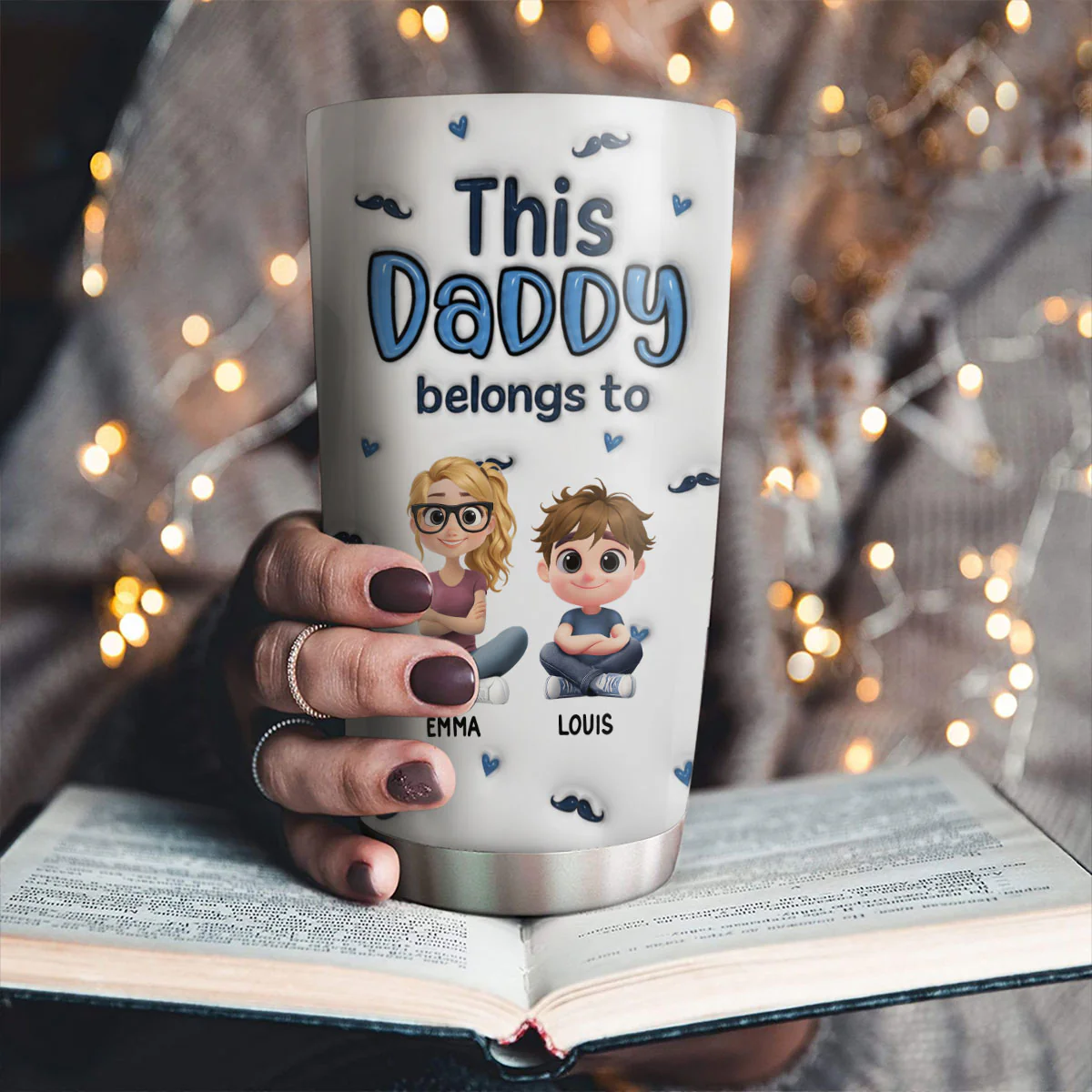 This Daddy Belongs To - Personalized Custom 3D Inflated Effect Tumbler - Image 2