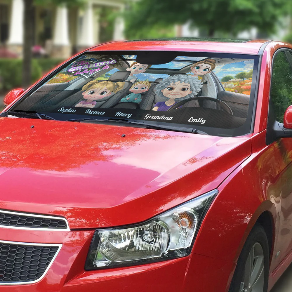 This Grandma Belongs To - Personalized Custom Car Sunshade - Image 3