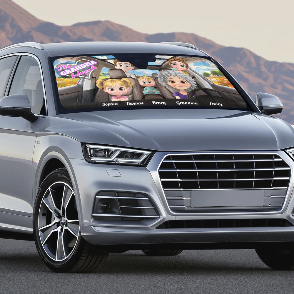 This Grandma Belongs To - Personalized Custom Car Sunshade - Image 4