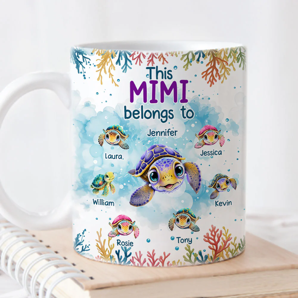 This Grandma Belongs To Turtle Summer - Personalized Custom Coffee Mug - Image 3