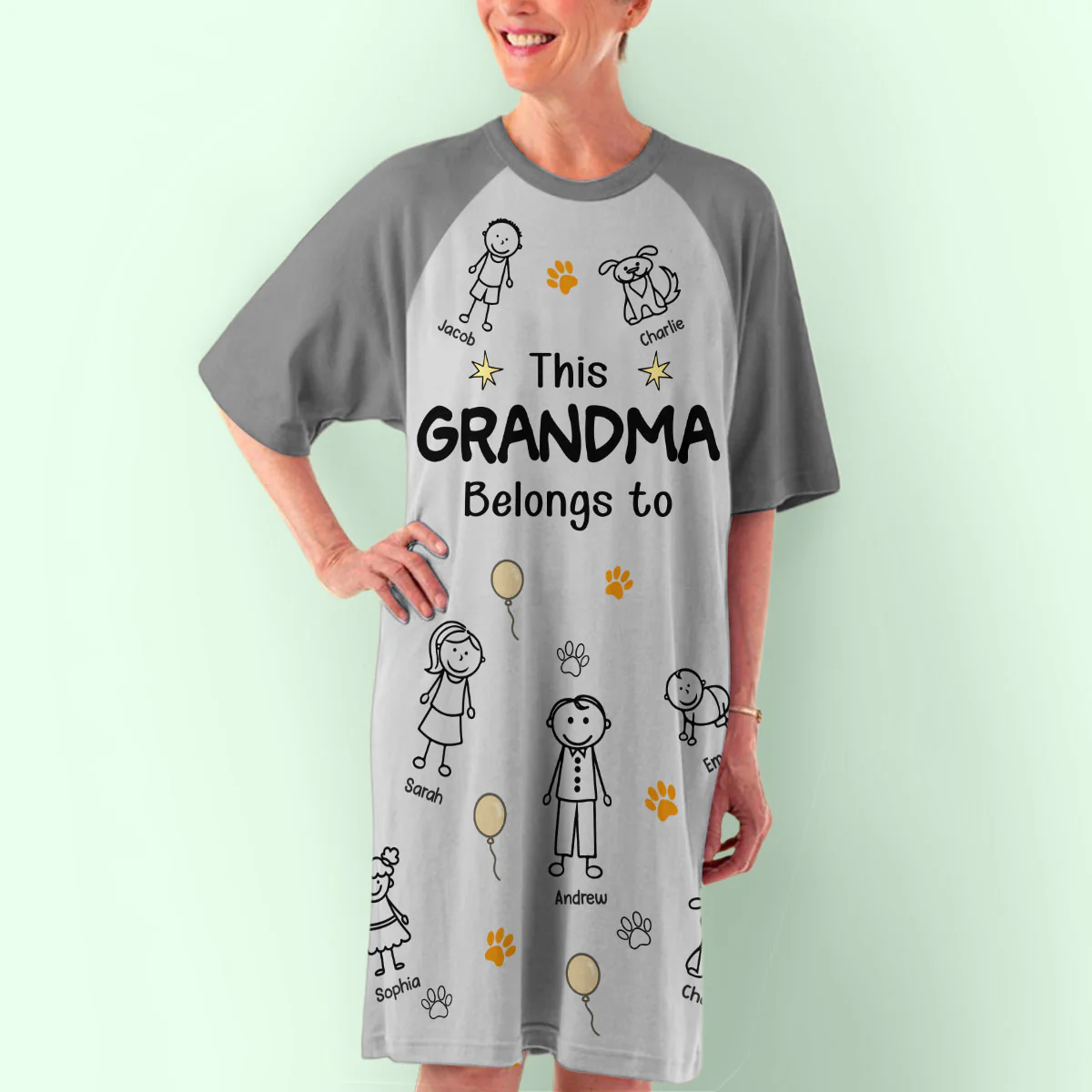 This Grandma Is Ours - Personalized Custom 3/4 Sleeve Dress - Image 5