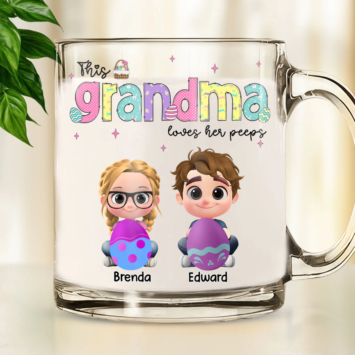 This Grandma Loves Her Peeps - Personalized Custom Glass Mug - Image 4