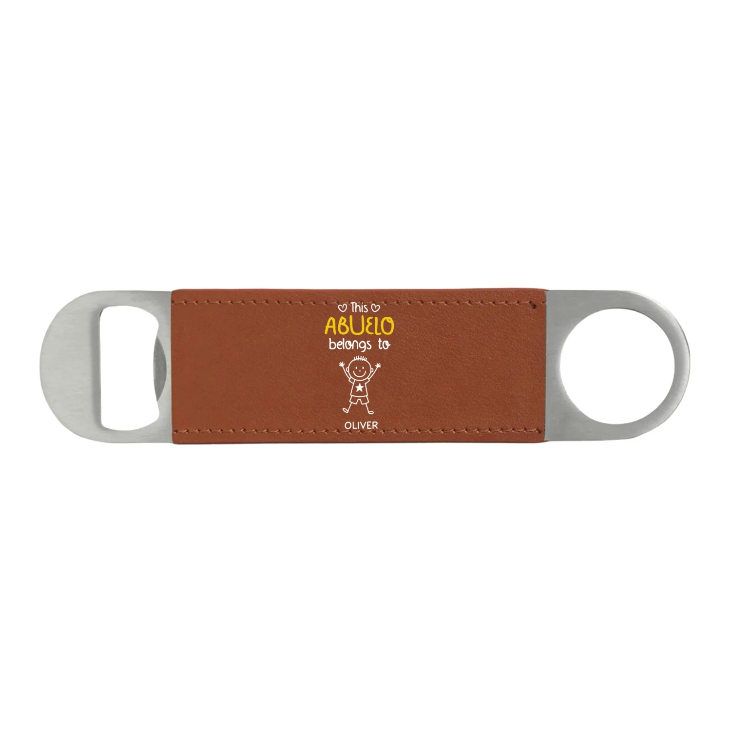 This Grandpa Belongs To Us - Personalized Custom Leather Bottle Opener - Image 9