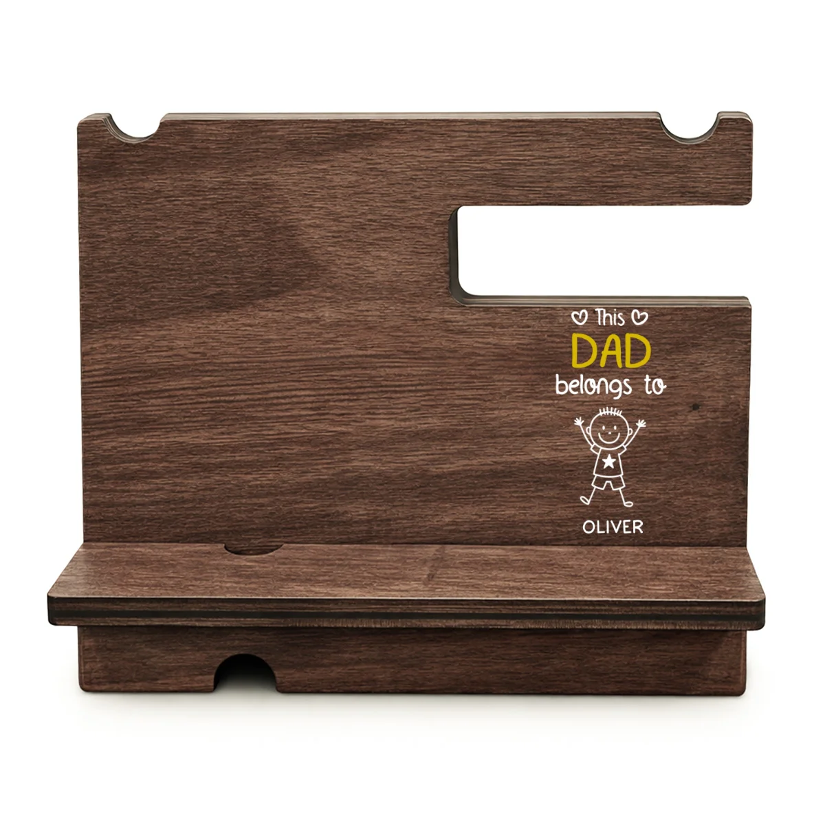 This Grandpa Belongs To Us - Personalized Custom Wood Phone Docking Station - Image 8