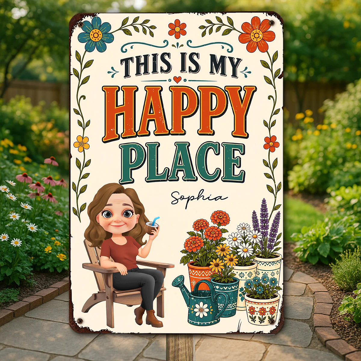 This Is My Happy Place - Personalized Custom Metal Sign - Image 2