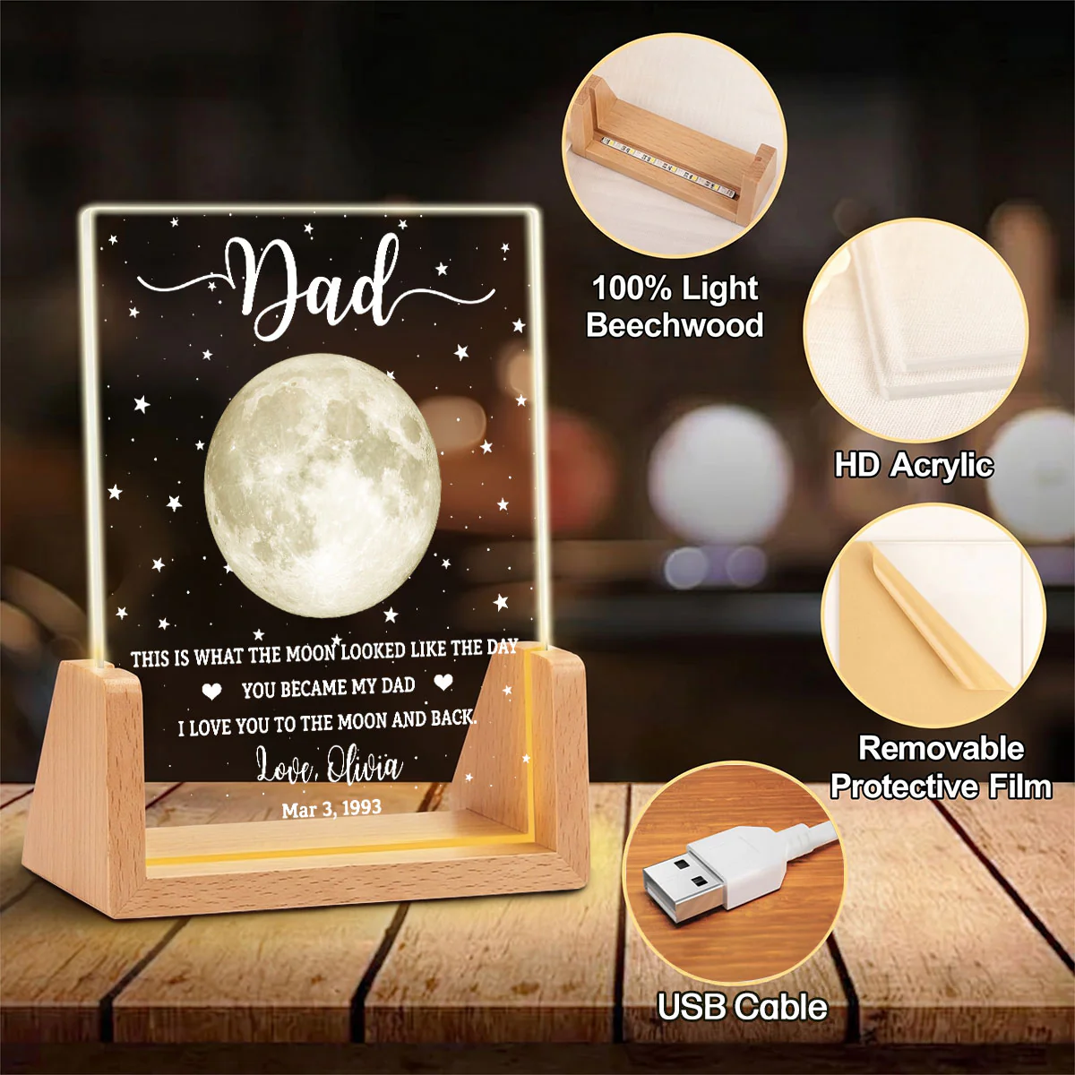This Is What The Moon Looked Like 2 - Personalized Custom Night Light - Image 6