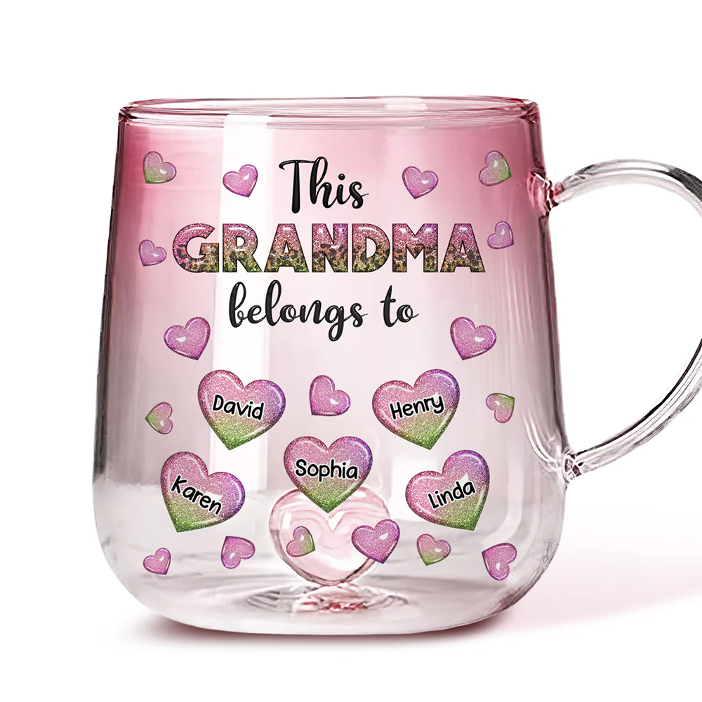 This Mom Belongs To - Personalized Custom Pink Gradient Glass Mug - Image 3