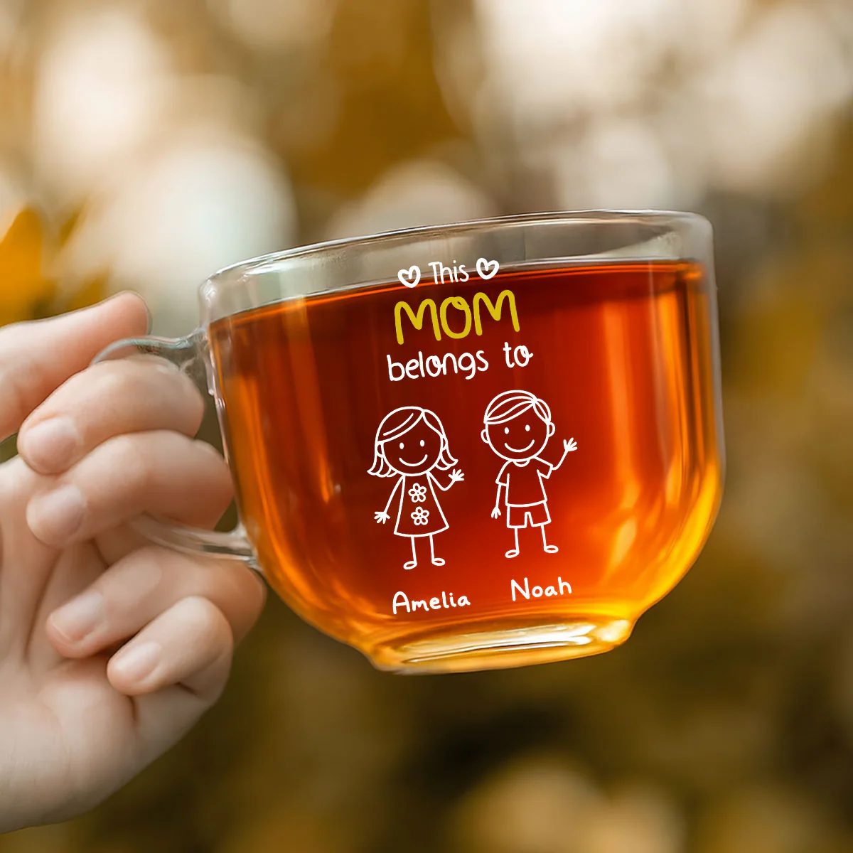 This Nana Belongs To Us - Personalized Custom Glass Tea Cup - Image 3