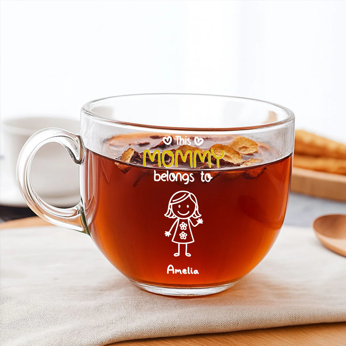 This Nana Belongs To Us - Personalized Custom Glass Tea Cup - Image 4
