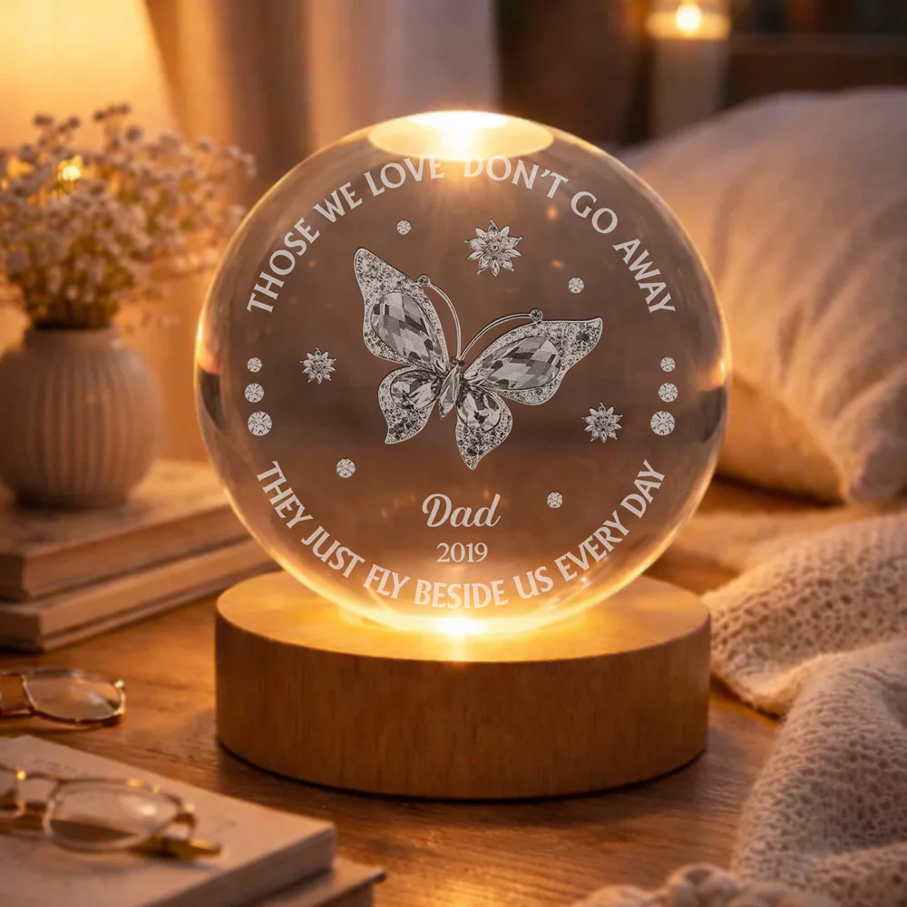 Those We Love Beside Us - Personalized Custom Crystal Globe Lamp - Image 5