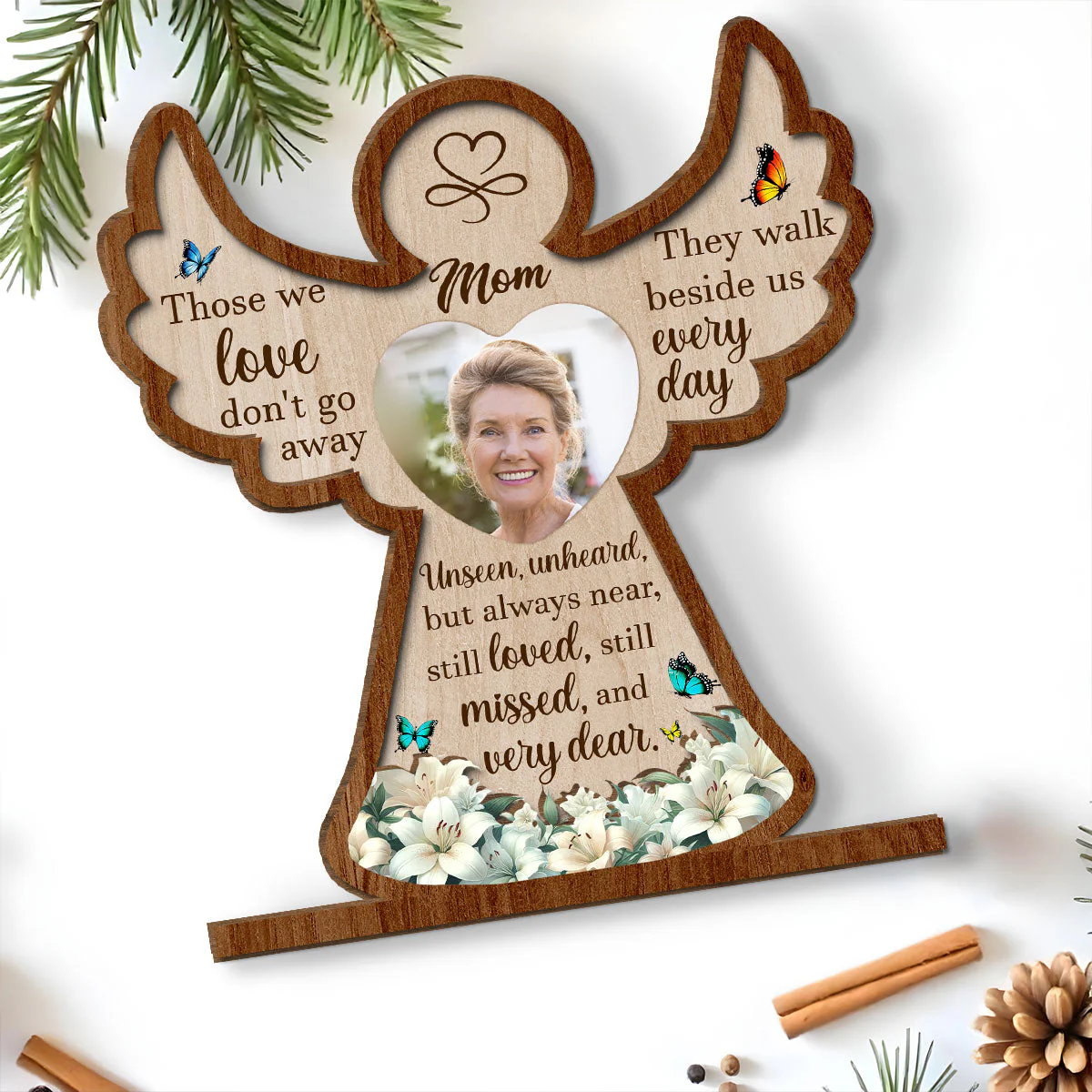 Those We Love Do Not Go Away - Personalized Custom 2-Layer Wood Plaque With Flat Base - Image 2