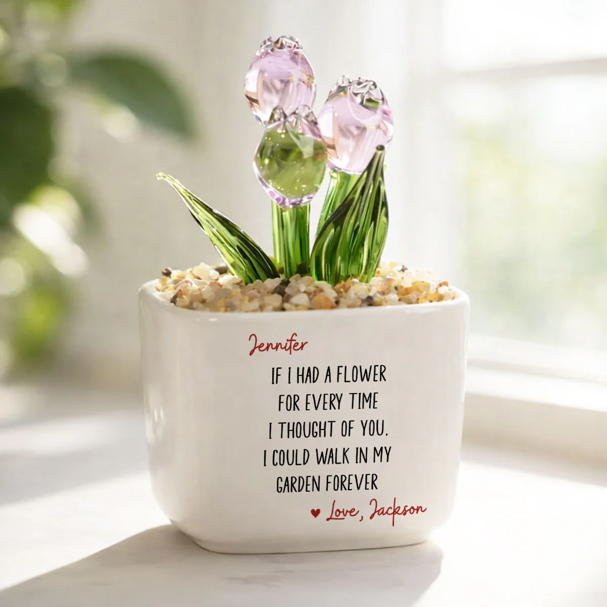 Thought Of You - Personalized Custom Glass Everlasting Tulips - Image 3