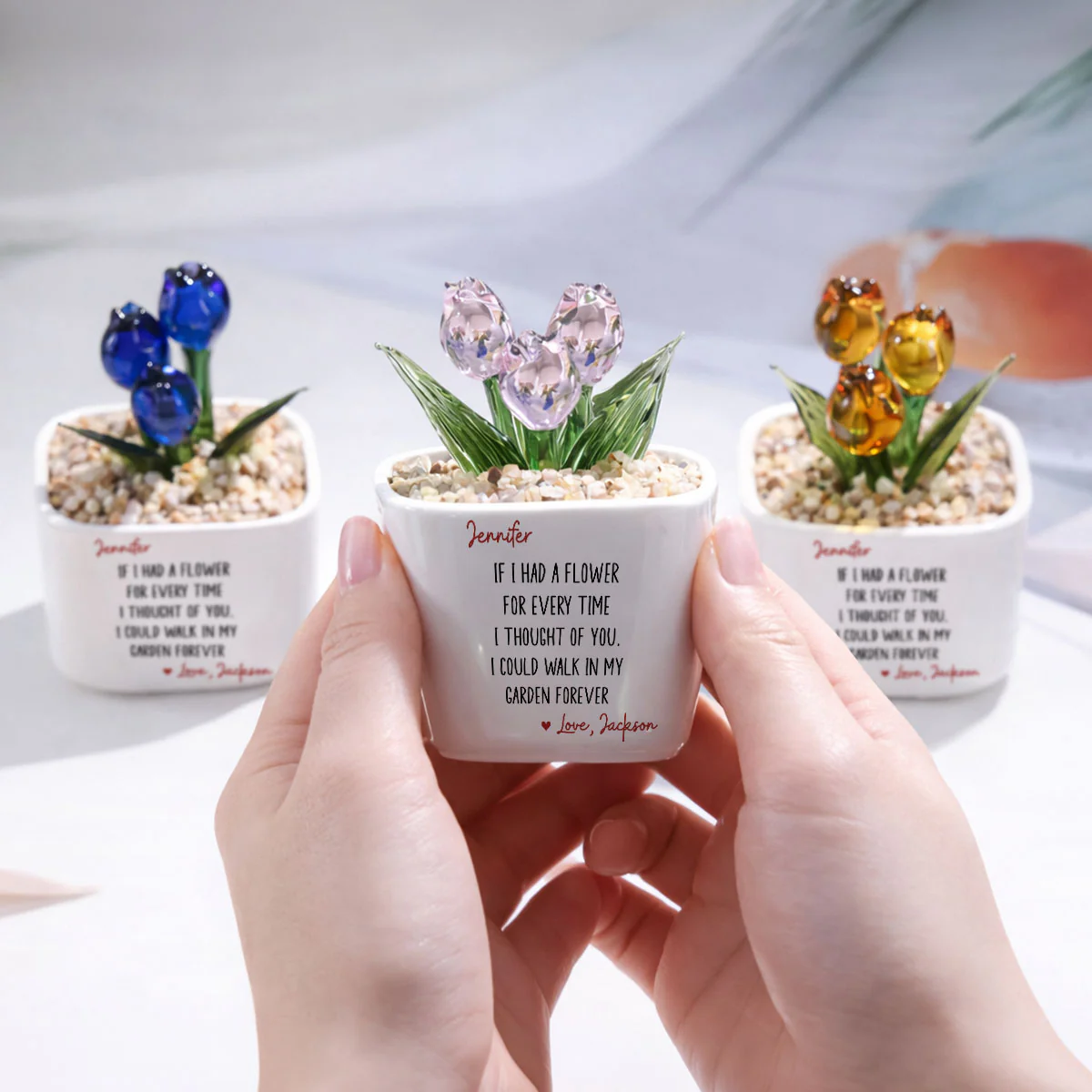 Thought Of You - Personalized Custom Glass Everlasting Tulips - Image 4