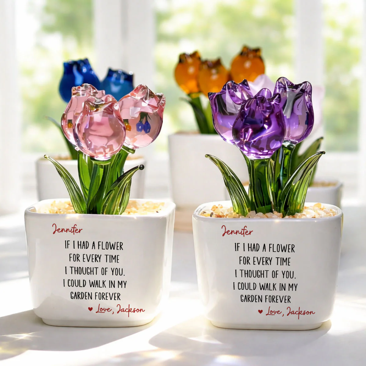 Thought Of You - Personalized Custom Glass Everlasting Tulips - Image 5