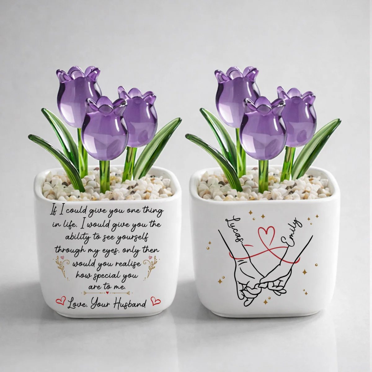 Through My Eyes Love - Personalized Custom Glass Everlasting Tulips - Image 10