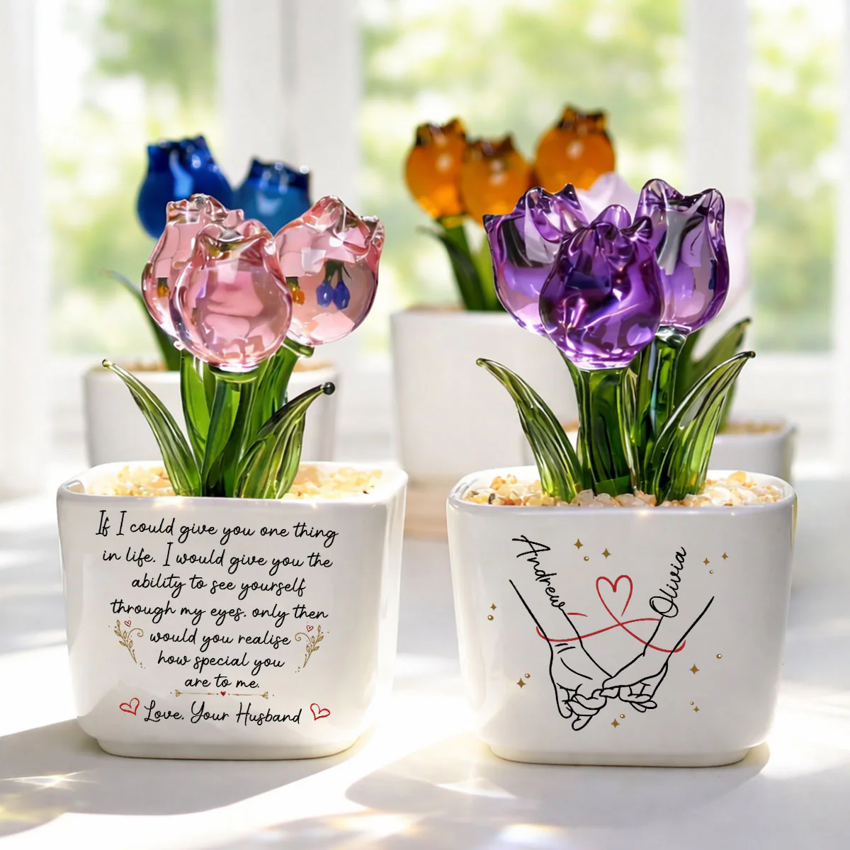 Through My Eyes Love - Personalized Custom Glass Everlasting Tulips - Image 6