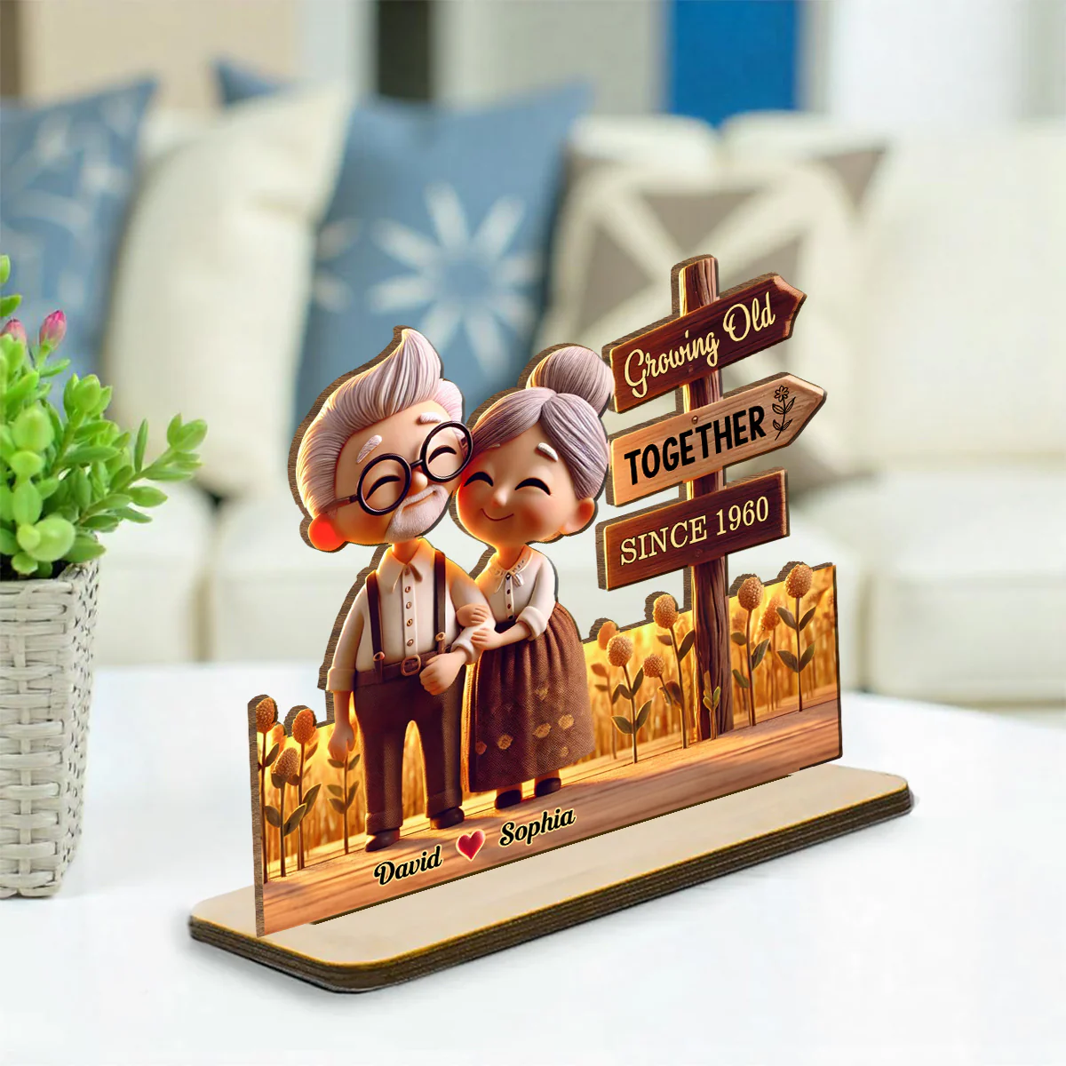 Timeless Love - Personalized Custom 2-Layer Wood Plaque With Flat Base - Image 2