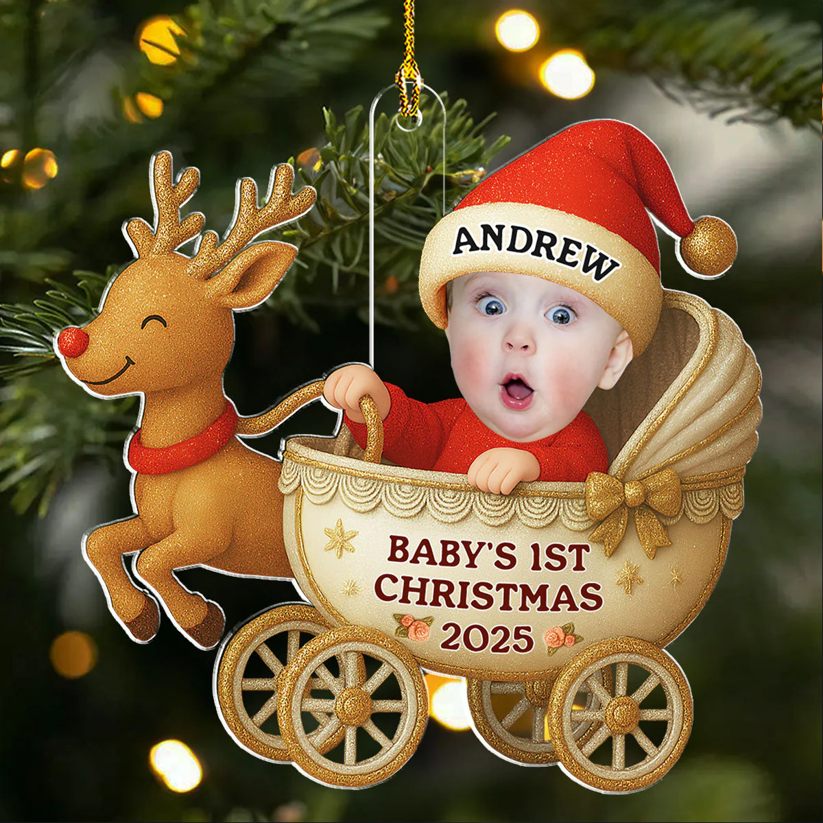 Tiny Blessing First Christmas Photo - Personalized Custom Acrylic Ornament - Image 3