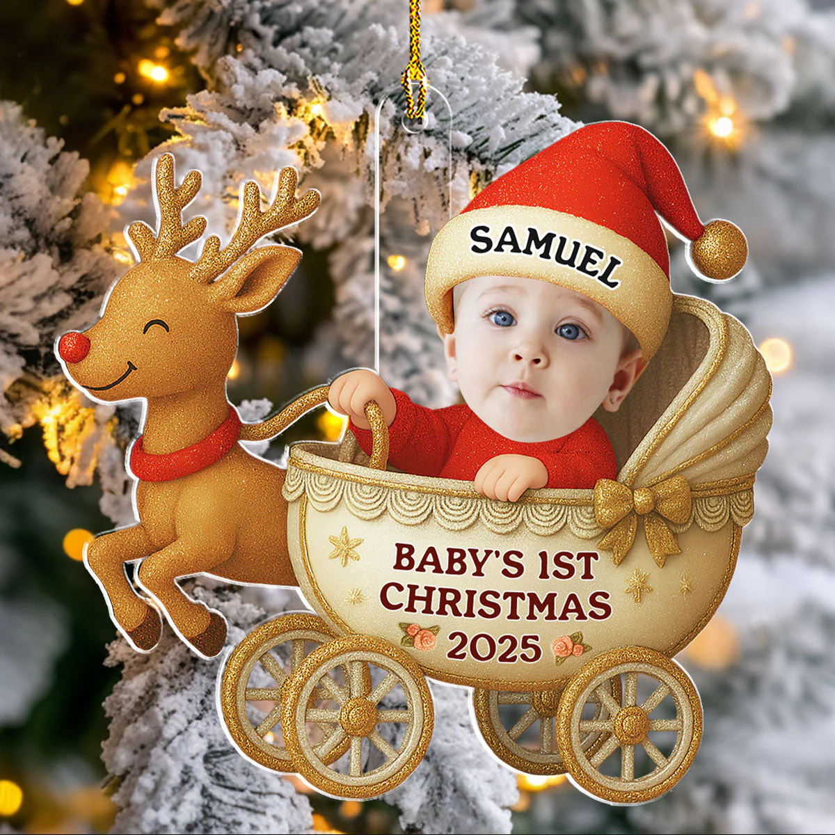Tiny Blessing First Christmas Photo - Personalized Custom Acrylic Ornament - Image 4